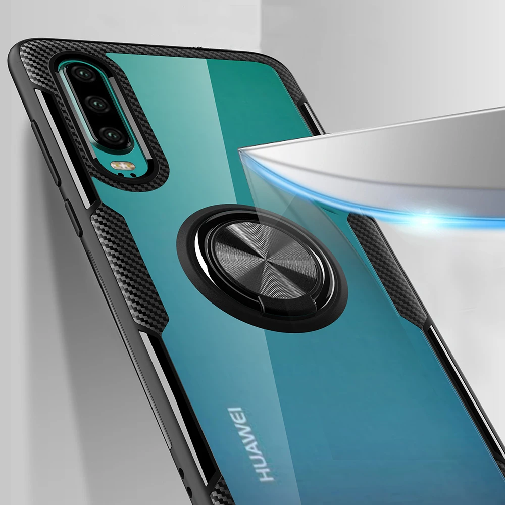 Закаленные линзы чехол Kickstand чехол Невидимый палец кольцо крышка чехол для huawei P30 P30Pro Mate20 Mate20pro P20 P20Pro P20lite