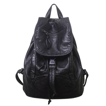 

Retro Backpack Women PU Leather Rucksack Softback Female Knapsack Travel Large Backpacks Shoulder School Bags Mochila Backpack