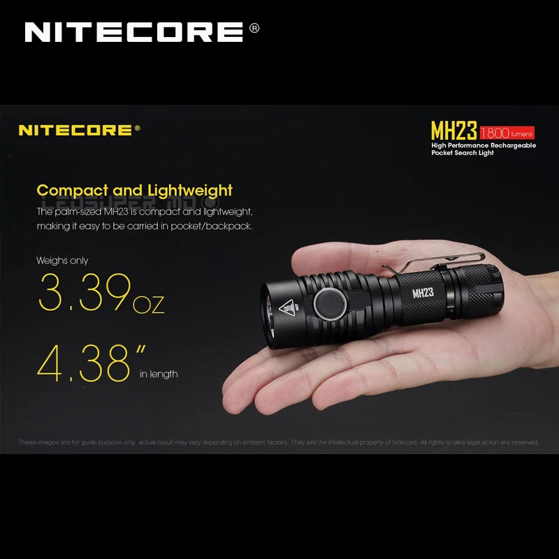 Карманный поисковый светильник Nitecore MH23 CREE XHP35 HD светодиодный Micro-USB Перезаряжаемый 1800 люмен флэш-светильник