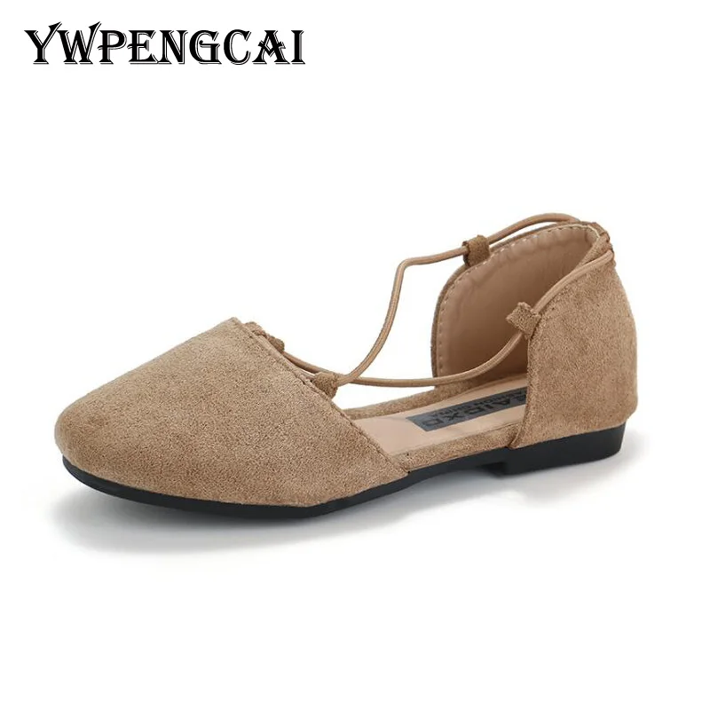 YWPENGCAI/размер 26 36 весенне летние туфли с перекрестной шнуровкой для девочек