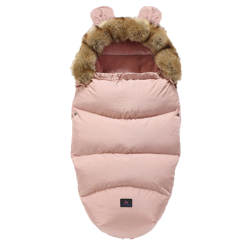 0-24 м детский спальный мешок для коляски, зимние теплые ветрозащитные утолщенные спальные мешки для младенцев, конверты для инвалидных колясок, Товары для новорожденных - Цвет: Pink  Fur collar