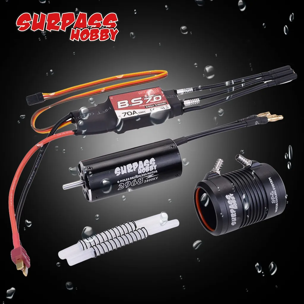 

SURPASSHOBBY 2968 2800KV Motor +Water Cooling Jacket & 70A ESC For RC Boat