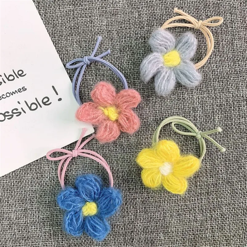 30 шт./лот красивый конфетный Цвета шерсть цветок заколки для волос для девочек резинка для волос маленькие свежие заколки детские аксессуары для волос