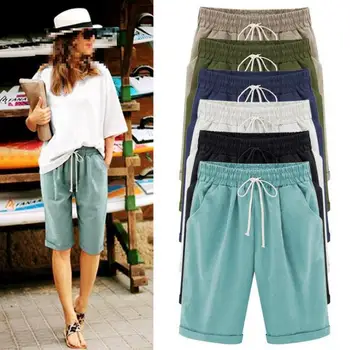 

Women's Fashion Summer Five Points In The Thin Section Of The Outer Wear Solid Color Large Size