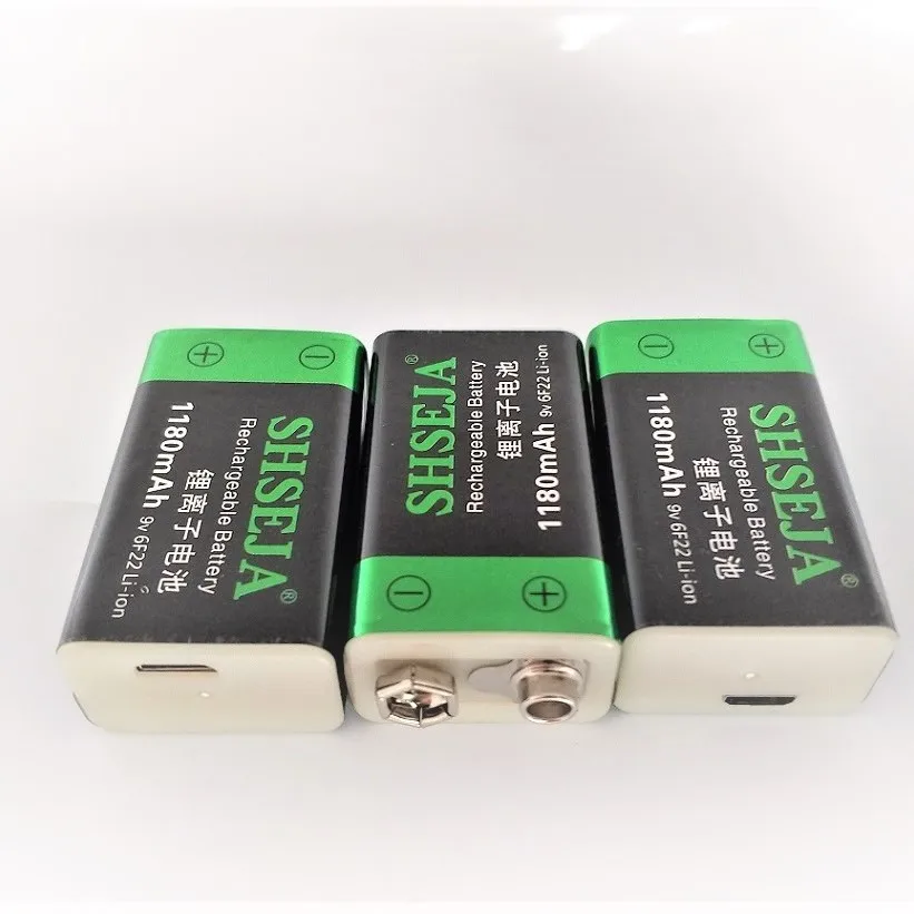 Large capacity 9V 1180mAh lithium ion battery 6F22 USB rechargeable battery keyboard rechargeable battery free shipping