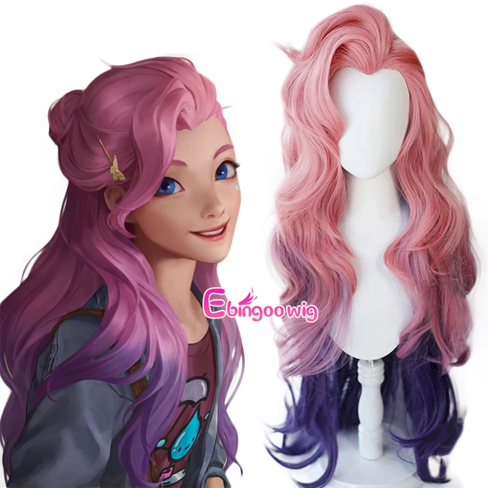 On Sale Cosplay Wig Purple Hair-Game Heat-Resistant Pink Loose Straight Synthetic Wave Ebingoo JlwjeBY81Qy