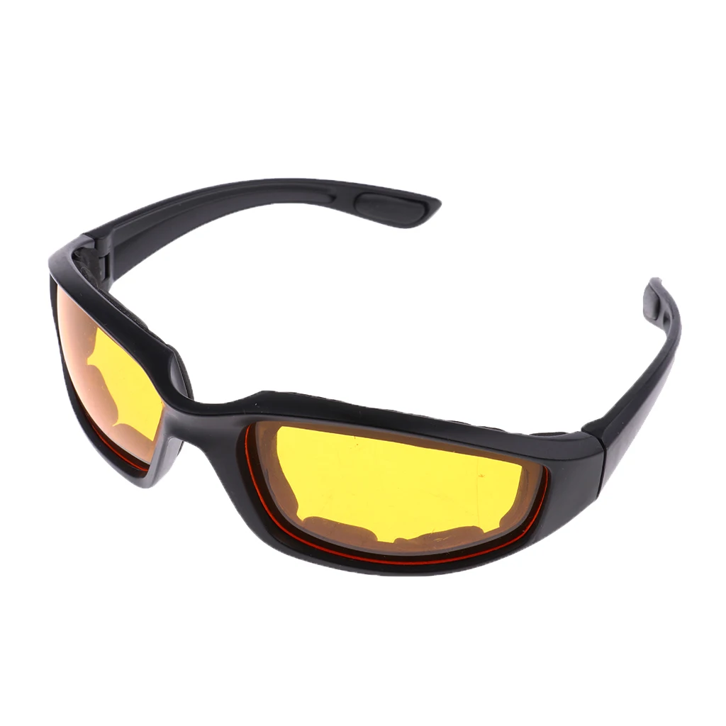 Chopper Padded Wind Resistant Sunglasses Motorcycle Riding Glasses Yellow