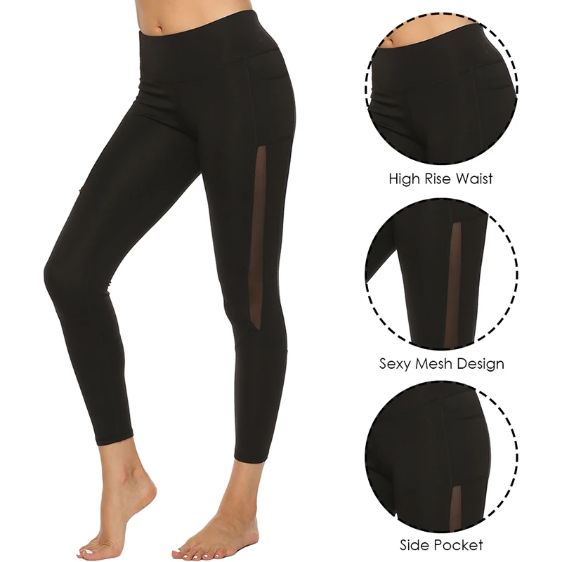 Seamless Leggings Side Mesh Yoga Pants With Pocket 2020 Women Athletic Pants Gym Workout Tights Leggings Sport Women Fitness