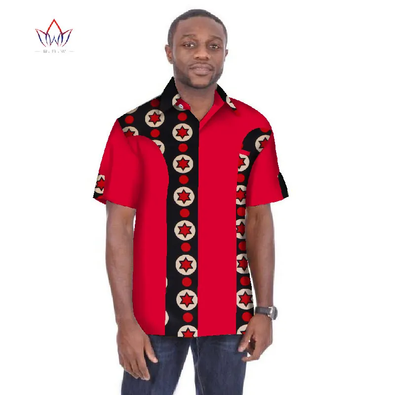 Традиционная Мужская африканская одежда мужские рубашки с коротким рукавом Дашики Мужская африканская рубашка с принтом размера плюс мужская одежда 6XL BRW WYN05 - Цвет: 19