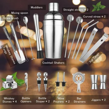 

22PCS Cocktail Shaker Set Drink Maker Mixer Tool Martini Bartender Kit SET