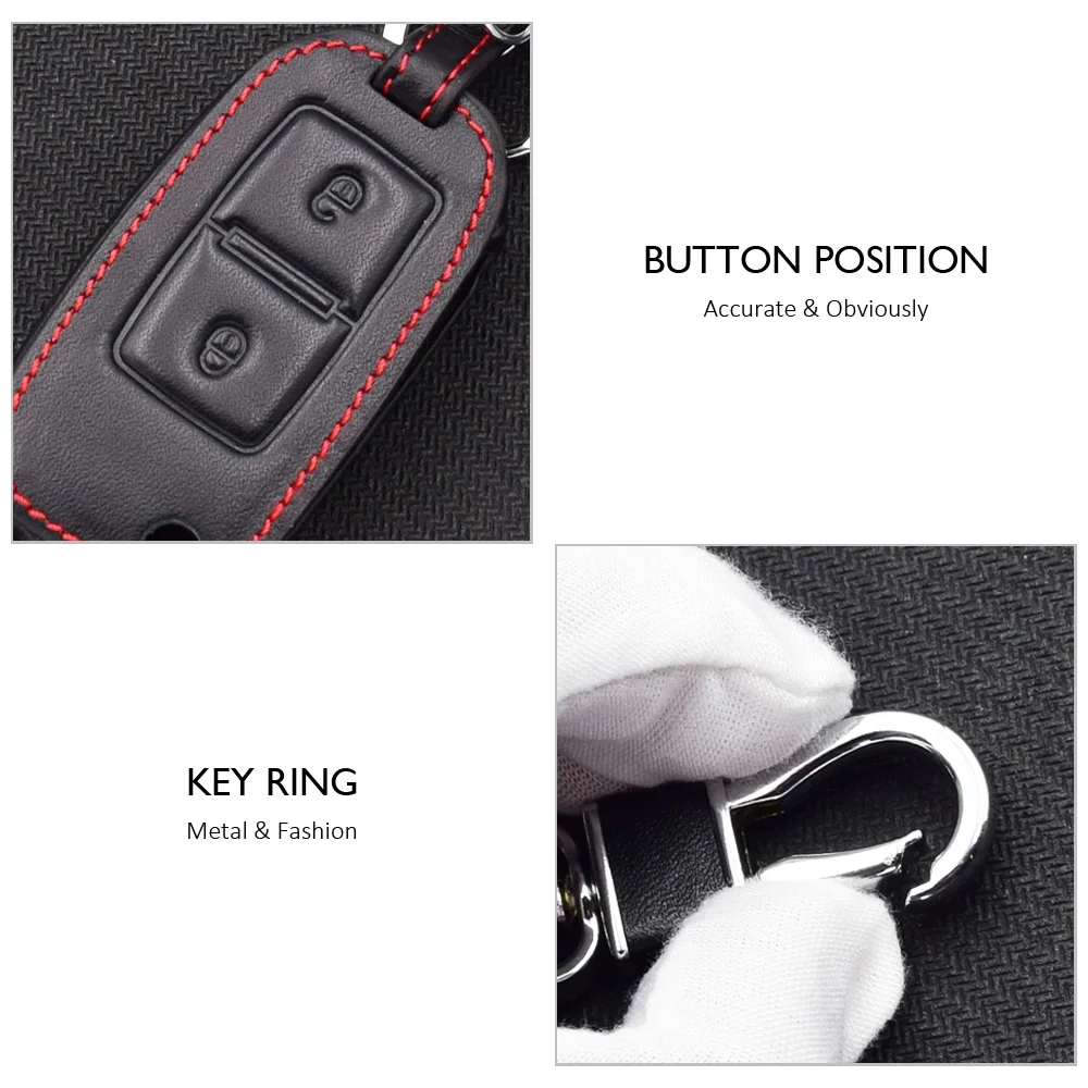 Buttons Leather Car Key Case For VW Amarok Golf Mk4 Mk5 Citi