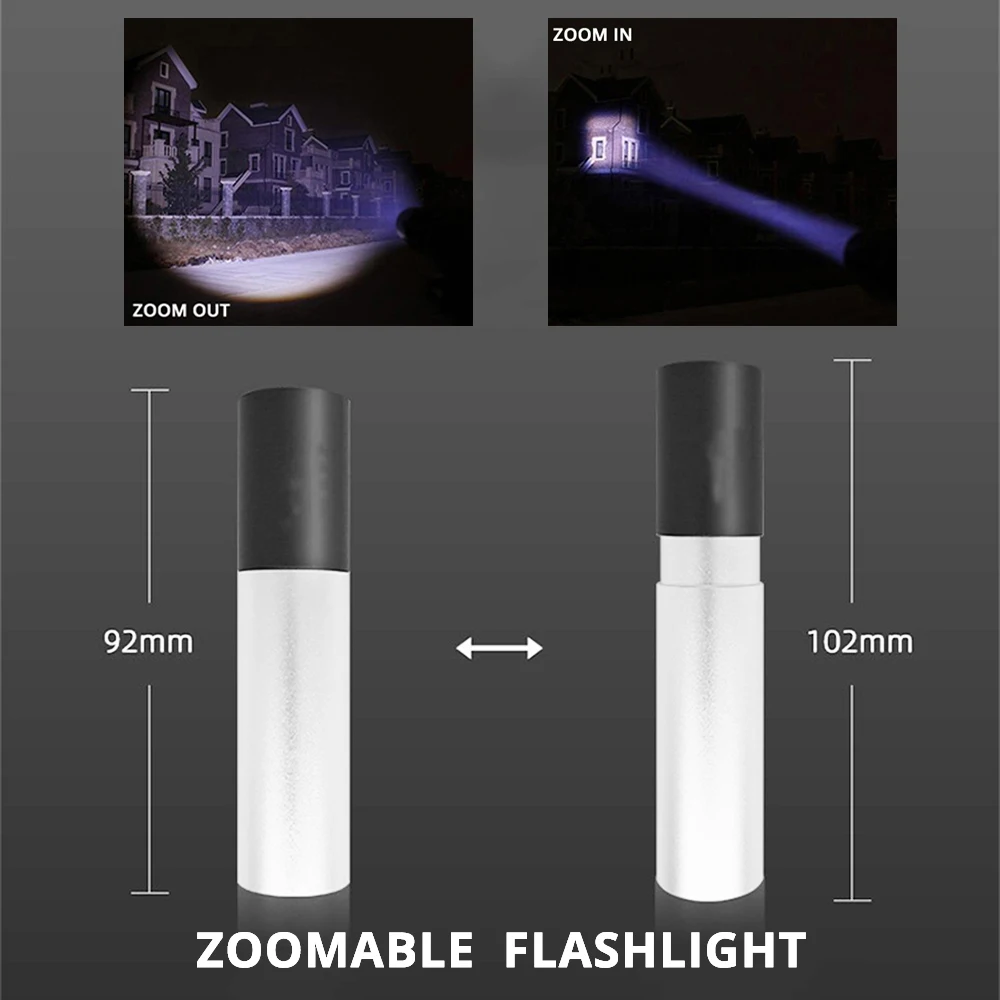 Мини usb перезаряжаемый портативный светодиодный фонарик 3 режима освещения zoom