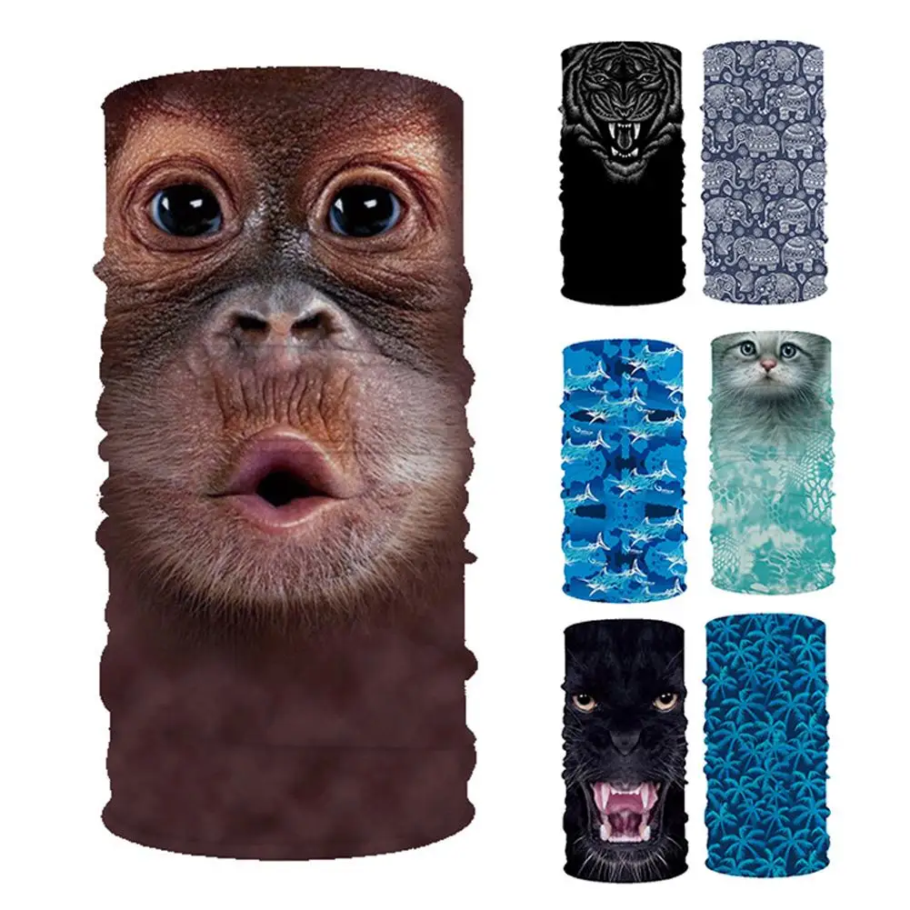 Unisex Animal Monkey Tiger Digital Print Anti UV Neck Gaiter Bandana Sports Face Cover Scarf | Спорт и развлечения
