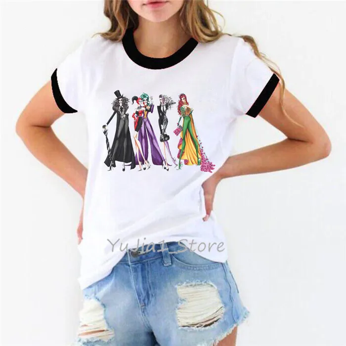Королева и злодеи Забавные футболки женская одежда vogue белая футболка femme harajuku летняя футболка с подсветкой - Цвет: Y71131 B