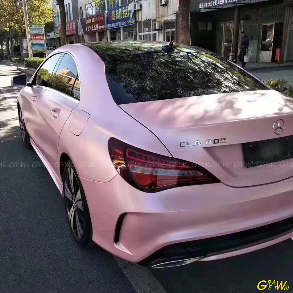 Высококачественная атласная розовая виниловая пленка Sakura цвета металлик с жемчугом, металлическая Сакура, розовая наклейка покрытие на автомобиль, без воздуха, 1,52x20 м/рулон