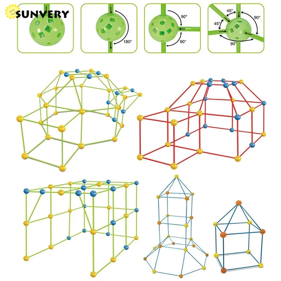 Crianças fortes construindo kit Construção Fortaleza Criança Jogo Tendas  Fort Build Kid DIY 3D Assemble Tent Toy Gift for Kids