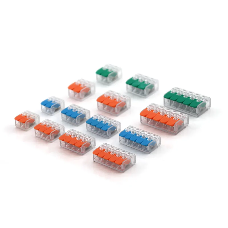 Cable Wire Connectors Mini Quick Terminal Block Universal Compact Wiring Electrical Connector Push-in For 4mm2 6mm2 Transparent