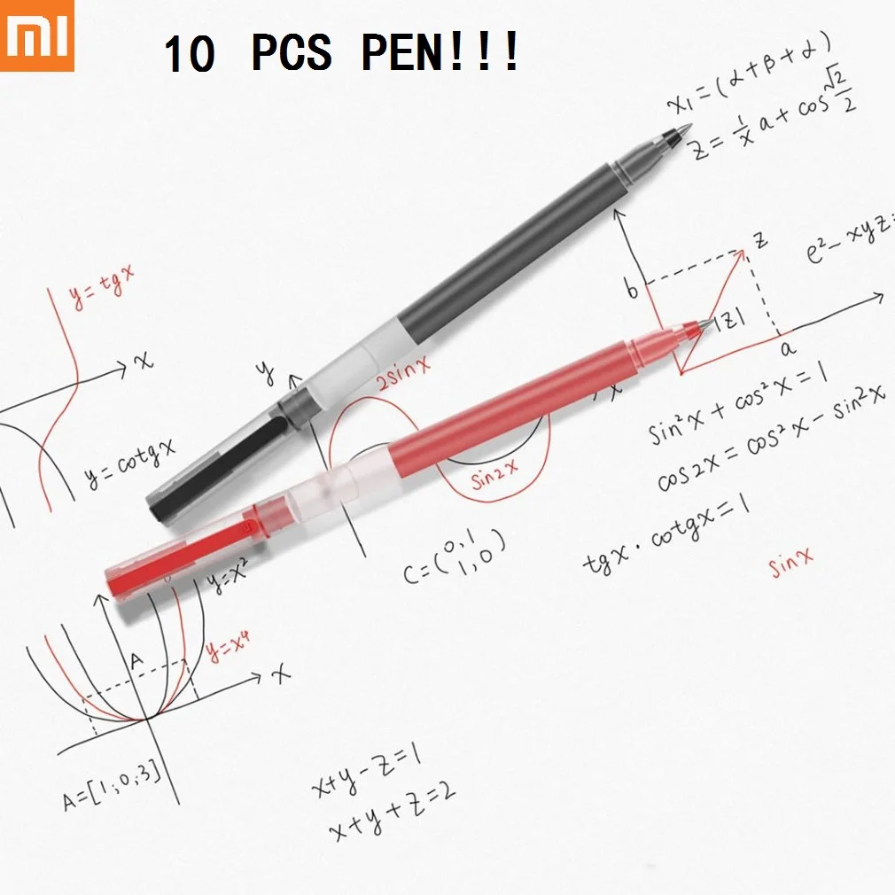 

10PCS Xiaomi Mijia Durable Writing Sign Pen 0.5mm bullet pen black pen Signing Pens Smooth Switzerland Refill Red Black Ink Pen