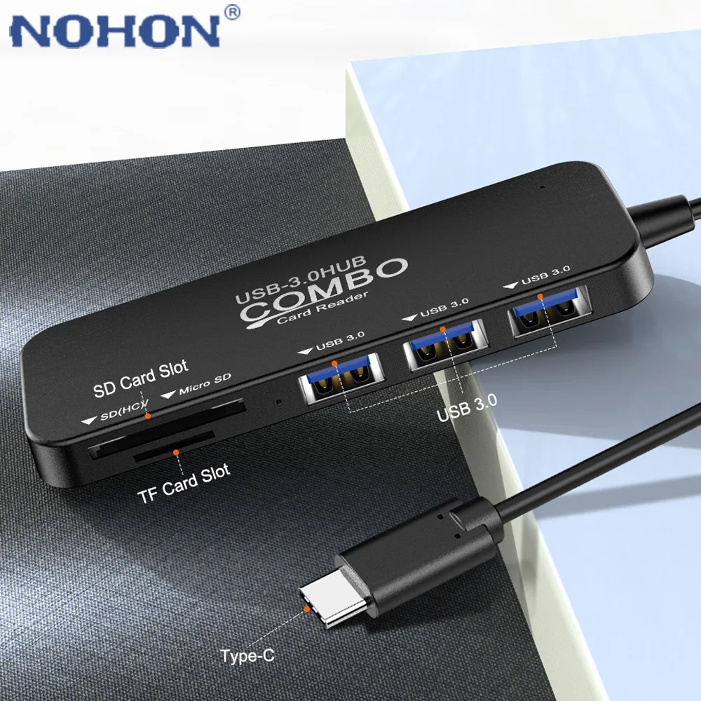 Mini with HUB tipo C a USB Multi 3,0 TF/lector de tarjetas SD de carga Micro velocidad del adaptador del divisor para MacBook Pro/aire iMac Samsung Huawei P30 MateBook Xiaomi portátil TypeC Centro de muelle