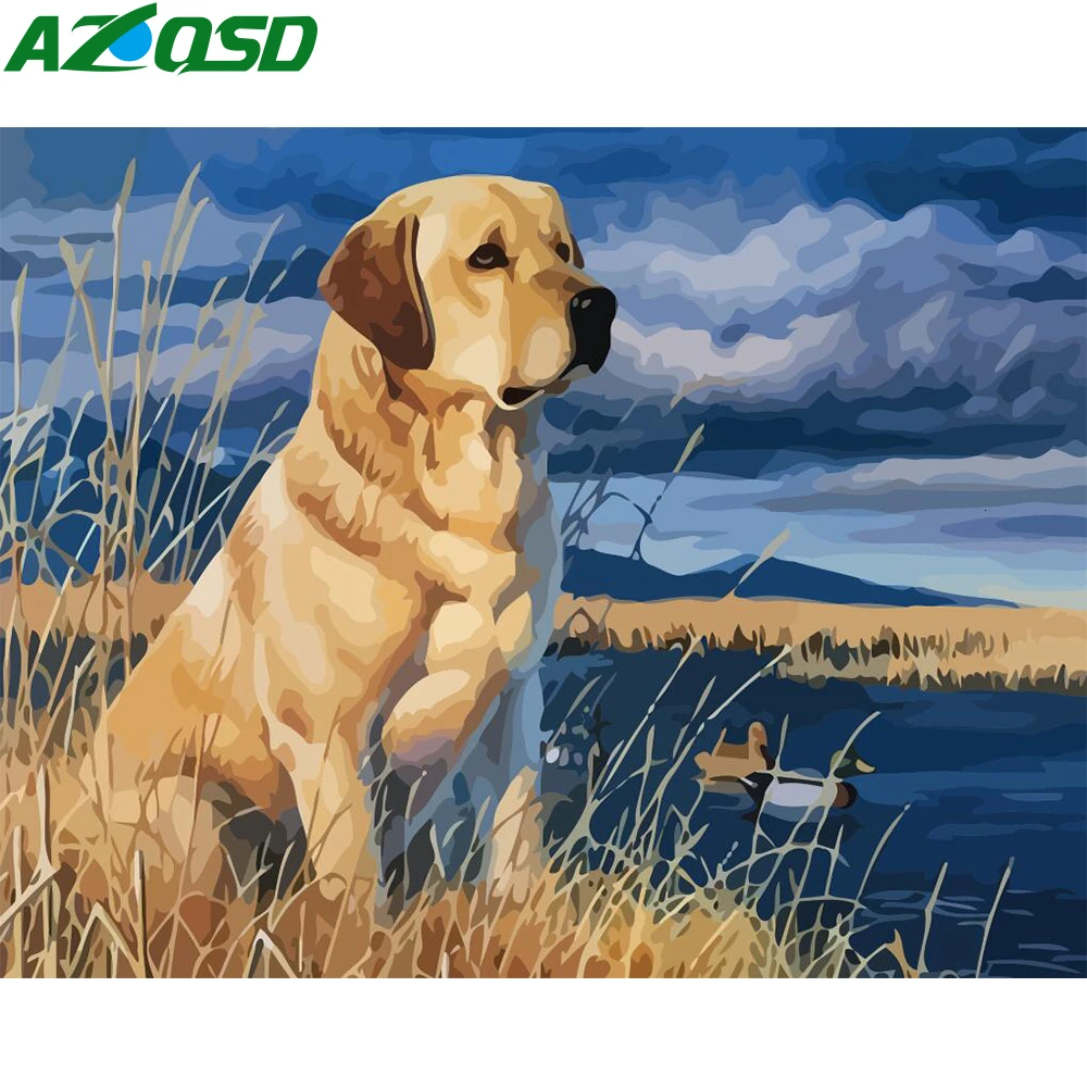 AZQSD DIY Раскрашивание по номерам собак холст картина уникальный подарок ручная