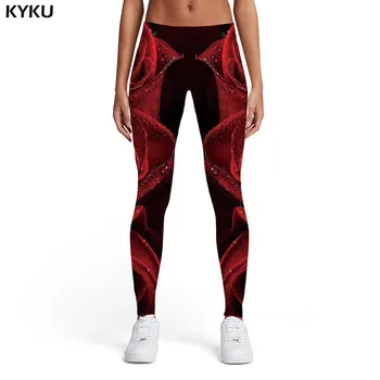 

KYKU Brand Rose Leggings Women Flower Leggins Black Sexy Water Sport Gothic Ladies Womens Leggings Pants Fitness Bodybuilding