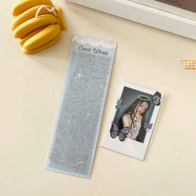 1Pc Ins Style Bronzing Butterfly Jellyfish Laser Sticker Bronzing Creative Handbook DIY Decorative Collage Material Sticker 1Pc F