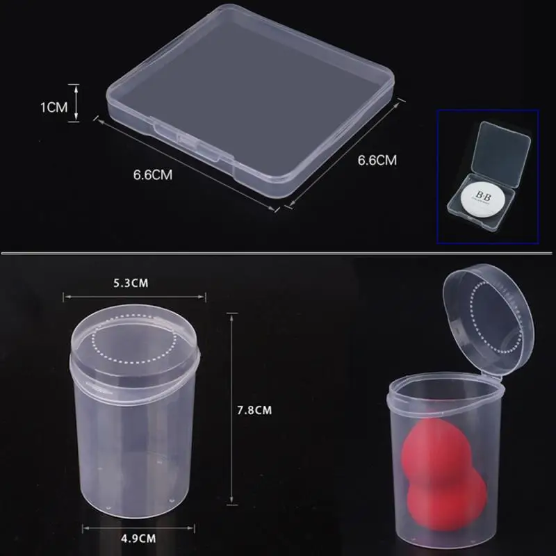 

1PC Transparent Puff Box Plastic Cylinder/Square Cotton Swab Toothpick Box Cosmetic Puff Contaner Clear Puff Holder