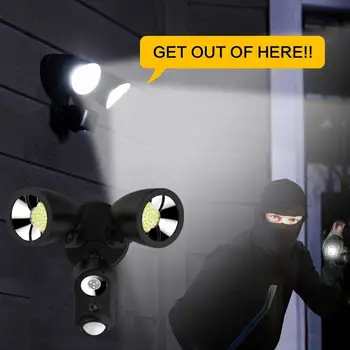 

Dual-Head Outdoor Patio Motion Activated WIFI Waterproof DC12V 2A 1080P HD Two-way Talk 1800 Lumen Floodlight Camera Wired Yard