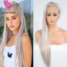 Фэнтези, красота, ручная вязка, блонд, длинные прямые, высокотемпературные волокна, термостойкие, без клея, синтетический передний парик на шнуровке для женщин