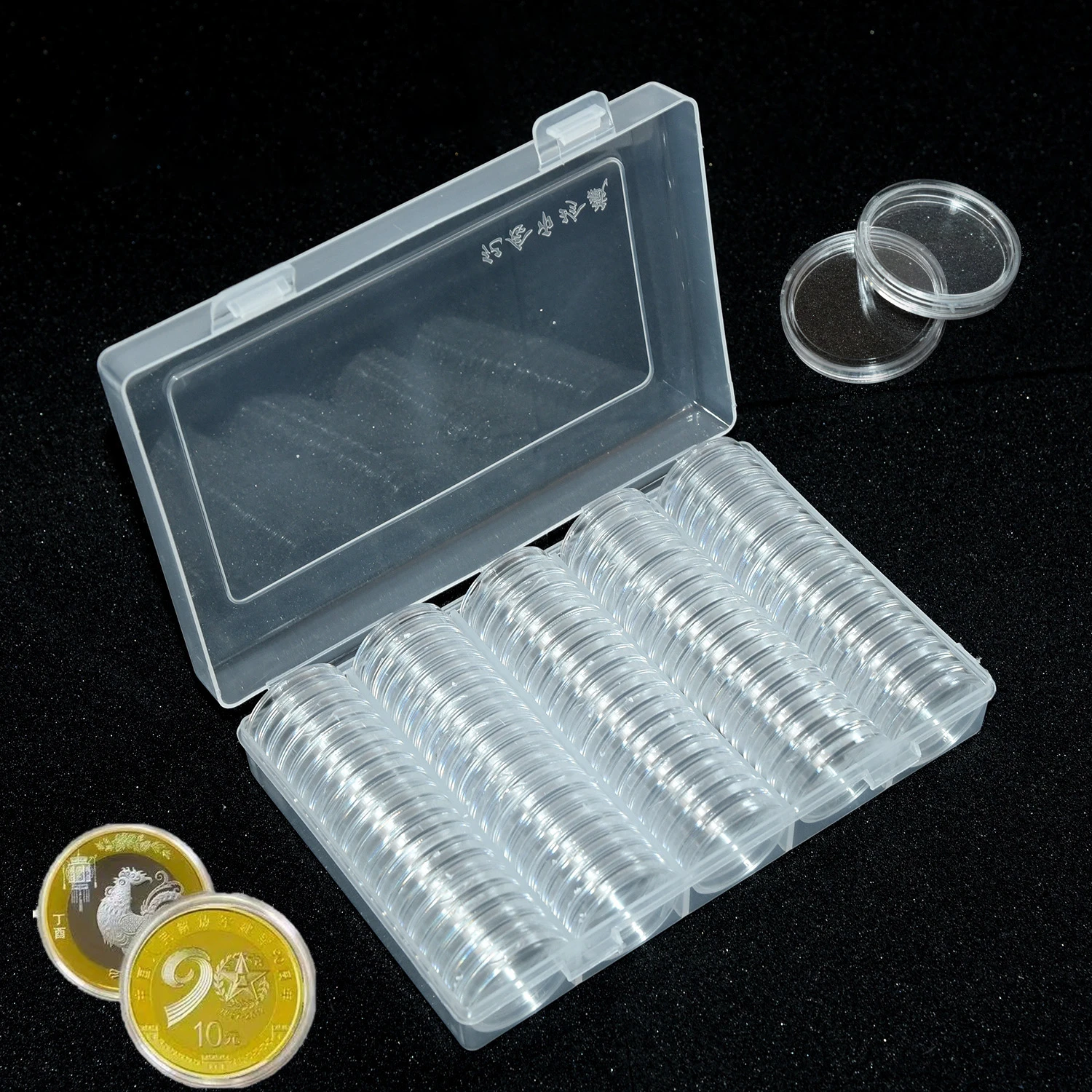 100pcs 27/30mm Coin Capsule box holder Capsules Container with Storage Organizer Box For Coin Collection Coin Case Storage Box