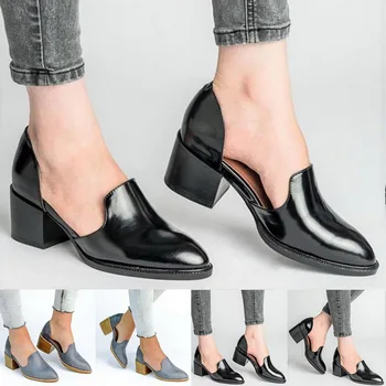 

2020 Women's Spring And Autumn Shoes Cross Lacing Casual Single Shoes Pointed British Retro Office Fashion High Heels