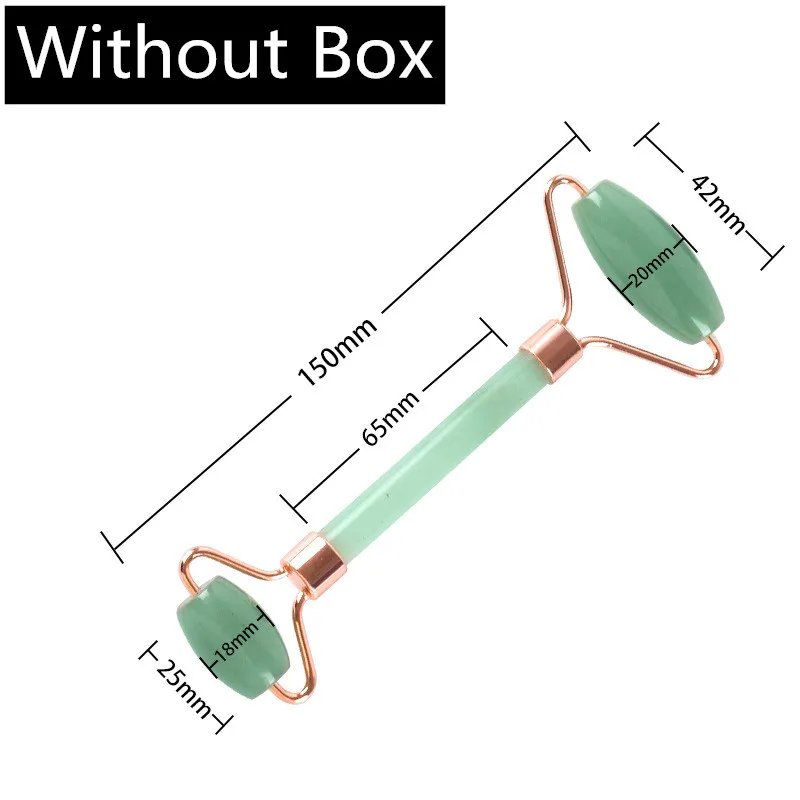Массаж лица розовый кварц нефритовый ролик Двойные головки Нефритовый камень подтяжка лица Расслабление кожи для похудения красота здоровье уход за лицом инструменты - Цвет: green no box