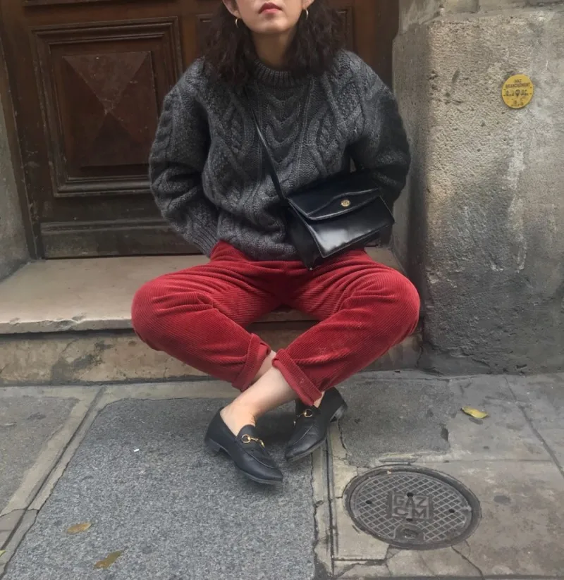 So In! Retro Color Corduroy Harem Pants High Waist Women Trousers Capris Autumn Winter Vintage Petite Pantalon Femme