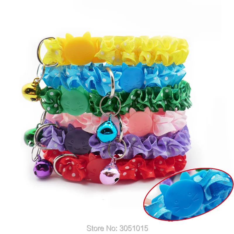 

Wholesale 100Pcs Cat Dog Lace Collar With Bell Adjustable Buckle Collar For Cat Puppy Pet Supplies Cat Dog Accessories Small Dog