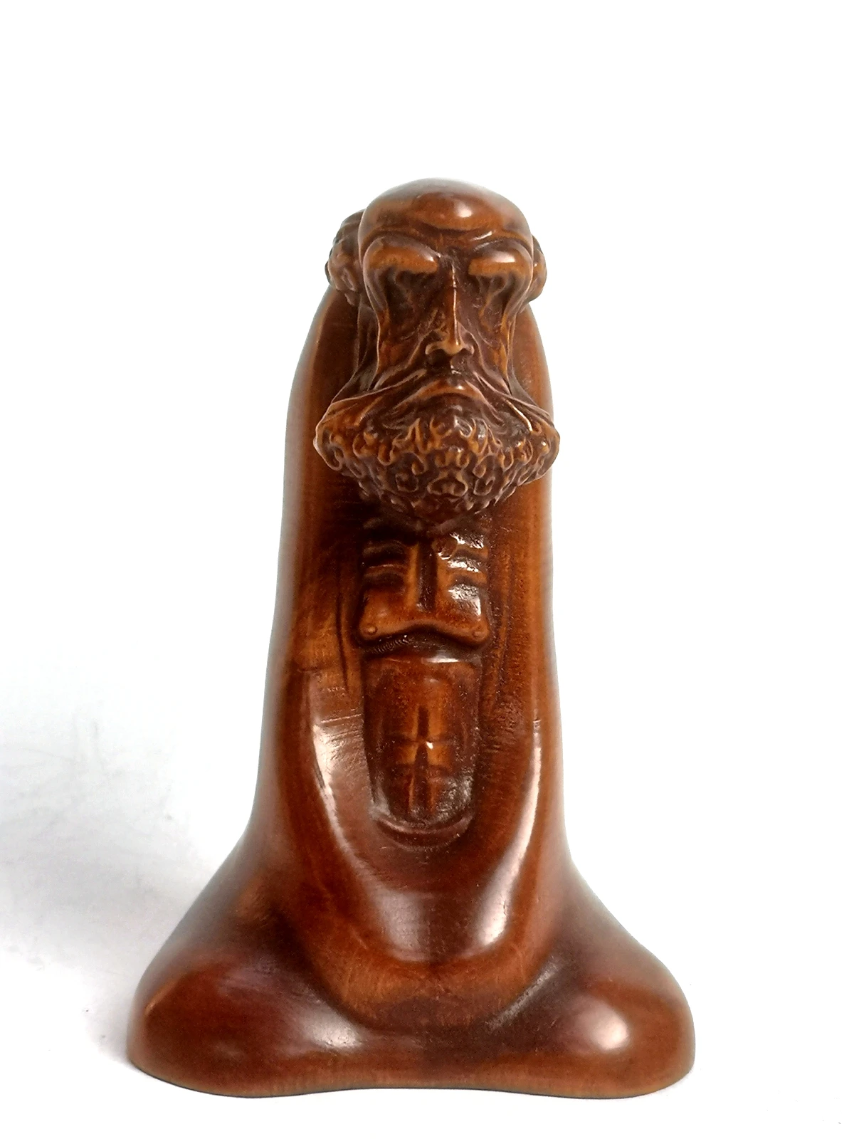 

YIZHU CULTUER ART Collection China Old Boxwood Hand Carved Bodhidharma Buddha Statue Family Decoration