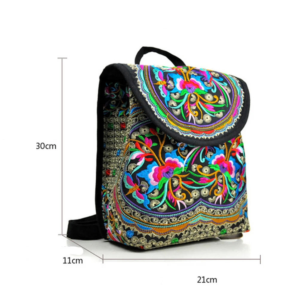 Винтажный тканевый рюкзак с цветочной вышивкой пиона в этническом стиле, женские дорожные сумки ручной работы, школьный рюкзак, рюкзак