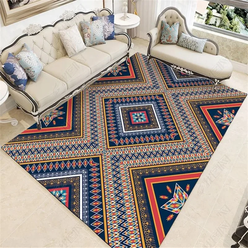 Morocco Style Carpet for Living Room Jacquard Floor Mat Floral Rug Bedroom Bedside Absorbent Bohemian Turkish Retro Area Rugs