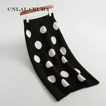 Осенняя Женская юбка с высокой талией, трикотажная Женская облегающая длинная юбка Faldas Jupe Femme Saia в горошек, женская сексуальная юбка-карандаш