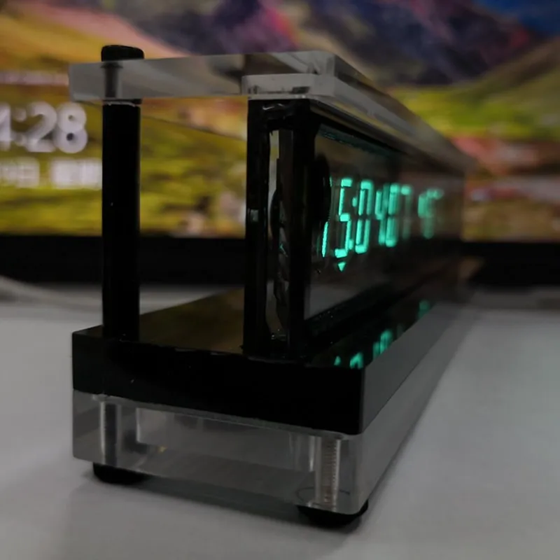 Analog IV18 Transparent Base VFD Screen Clock Retro Glow Tube Clock With Temperature Humidity Display Ornaments Birthday Gift 5