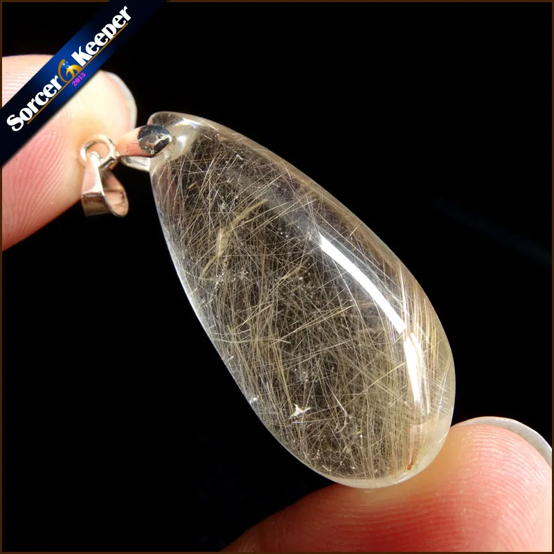 

Genuine Natural Gold Rutilated Quartz Crystal Cabochon Setting Necklace Pendant Stone Beads for DIY Jewelry Making OS338