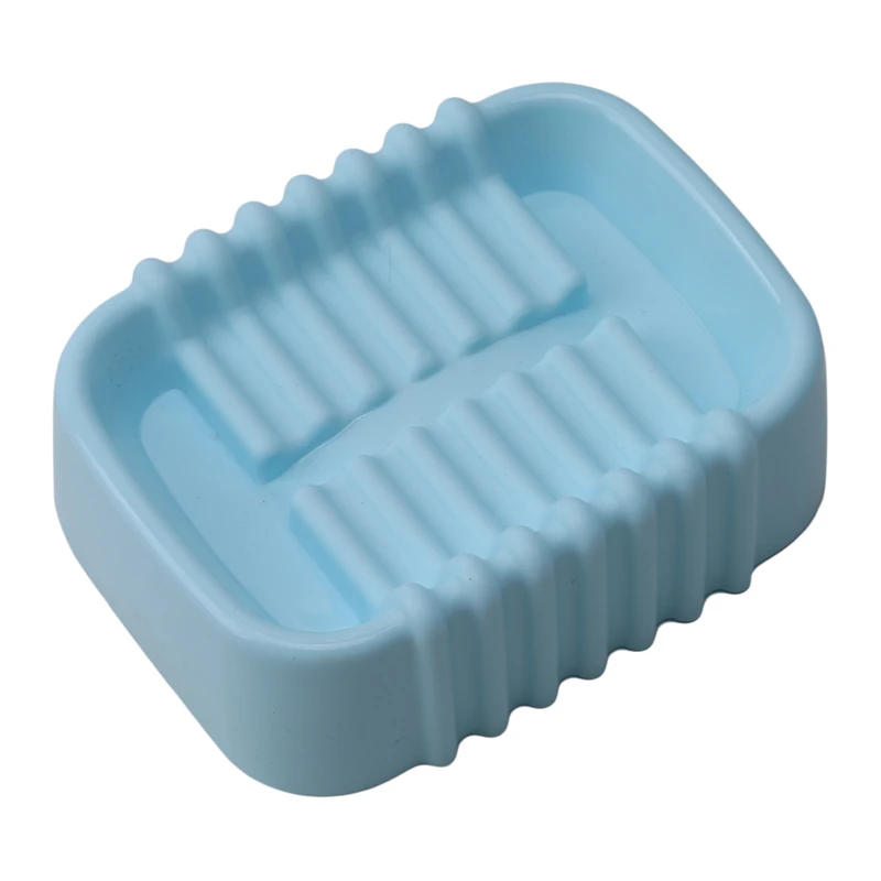 Bathroom Soapbox Flexible Soap Dishes Storage Holder Soapbox Plate Tray Drain Creative Bath Tools - Цвет: blue