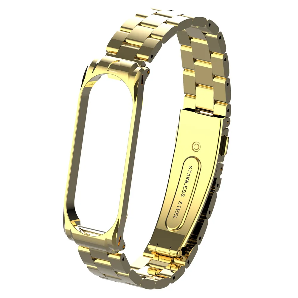 Gold Mi Band 4 Strap for Xiaomi Mi Band 4 Bracelet Smart Watch Stainless Steel Band - Цвет: Gold