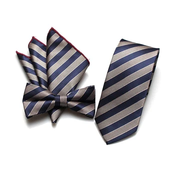 

Linbaiway Polyester Handmade Skinny Neck Ties Bowtie Handkerchief Set for Men Necktie for Wedding Business Suits Male Neckties