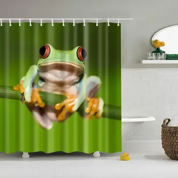 

Tree Frog Pattern Digital Print Shower Curtains for Bathroom Decor,Polyester Waterproof Fabric Bath Curtain with 8 Hooks,47x70