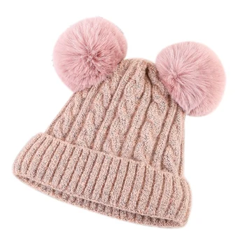 

Women's Double Wool Ball Wool Hat Windproof Fashion Warm Knitted Hat