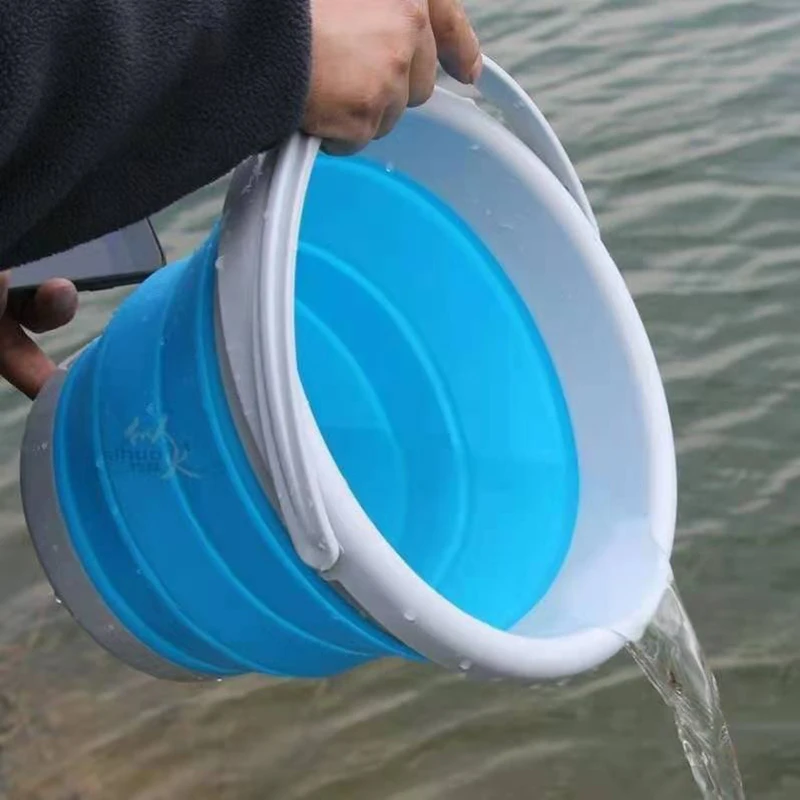 Collapsible Bucket with Sturdy Handle, Portable Folding Bucket Water Container Backpacking, Camping, Outdoor 5L 10L
