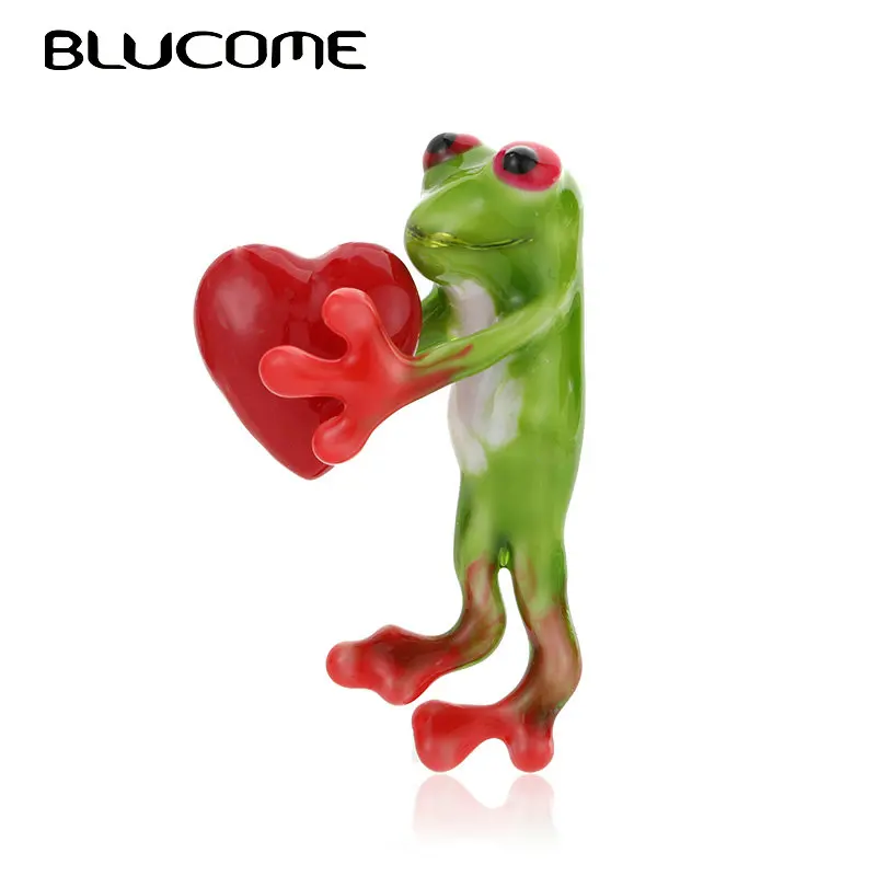 Эмаль Blucome красное сердце броши лягушка для детей девочек одежда аксессуары