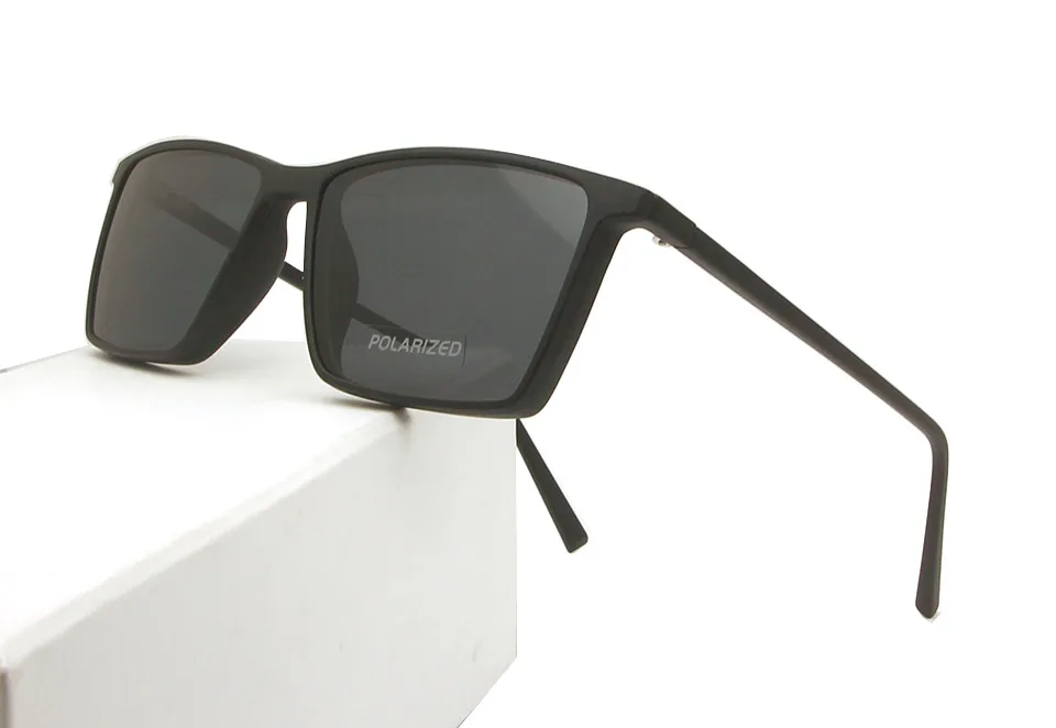 eyewear black Сверхлегкие TR90 магнитные солнцезащитные очки мужские Поляризованные прикрепляемые солнцезащитные очки для мужчин и женщин UV400 высокого качества Квадратные оттенки - Lenses Color: eyewear black