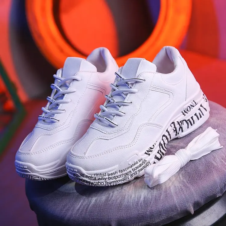 K3885-white Модные кроссовки для женщин; Вулканизированная обувь на платформе; кроссовки на массивном каблуке; белые дышащие сетчатые повседневные женские кроссовки; обувь для Пап - Цвет: K3885-white