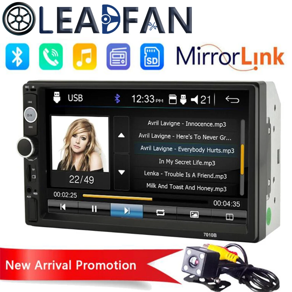 

Leadfan 2 Din 7" inch LCD Touch screen car radio coche usb bluetooth Multimedia 2Din auto audio player stereo Rear View Camera